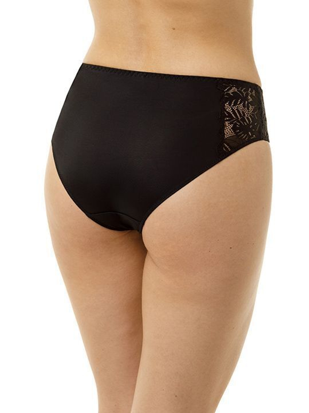 Трусы-слипы из микроволокна с кружевными вставками по бокам (Размер: 44) (Цвет: черный)