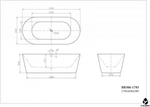 ВАННА АКРИЛОВАЯ ОТДЕЛЬНОСТОЯЩАЯ 1785*840 BELBAGNO BB306