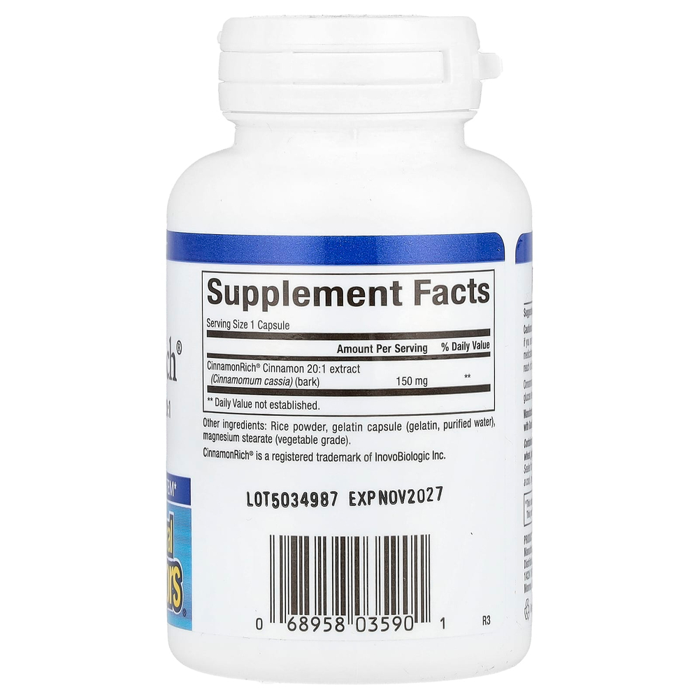 Natural Factors, WellBetX®, CinnamonRich®, 150 мг, 60 капсул