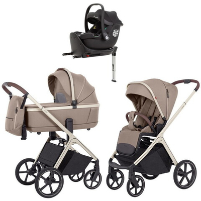 Коляска Carrello Vector CRL-6550 Ammonite AY329 Pro Absolute Black с базой Isofix 3 в 1 Walnut Beige