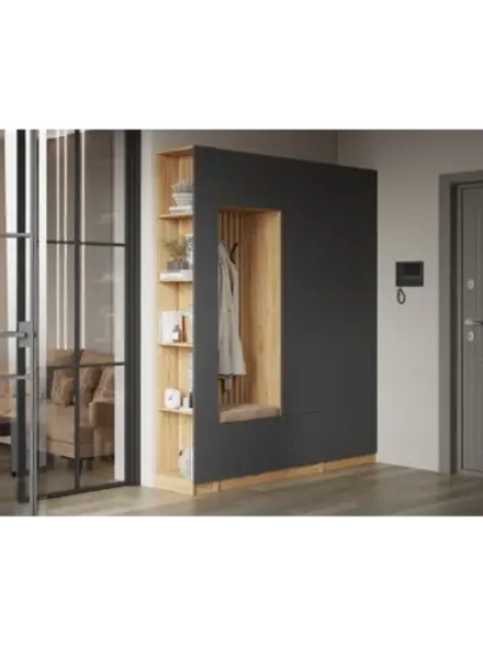 Прихожая с зеркалом Графит 199.6х40х220