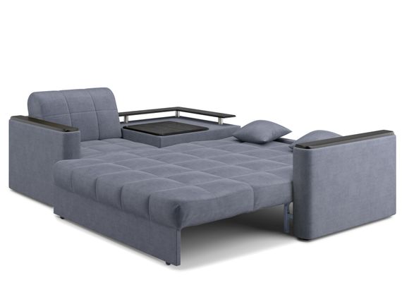 Диван угловой с Баром Неаполь 1,4 - Velutto 32 серый/ коричневая накладка