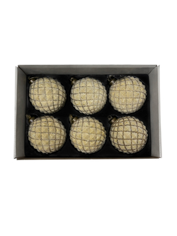 Набор шаров 10см 6шт ChristmasDeLuxe шампань с блеском