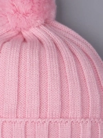 Шапка для девочки осенняя вязаная с помпоном