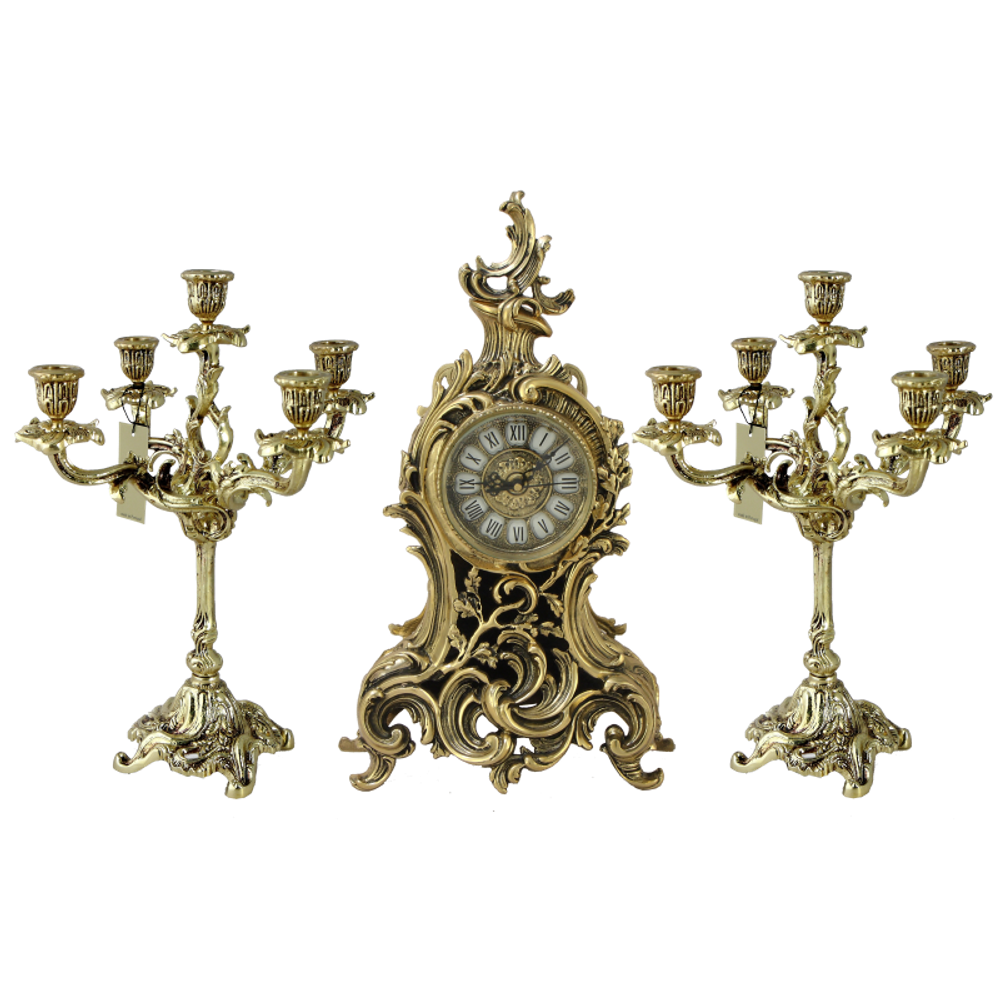 Bello De Bronze Каминные часы с канделябрами "Сильва Велло", "золото"
