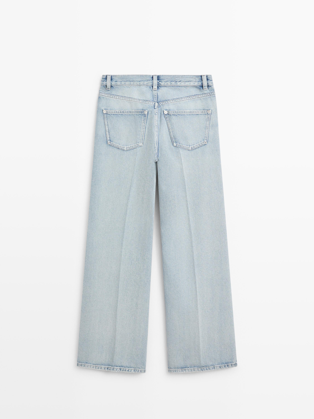 Massimo Dutti Джинсы-палаццо с высокой талией, светло-голубой
