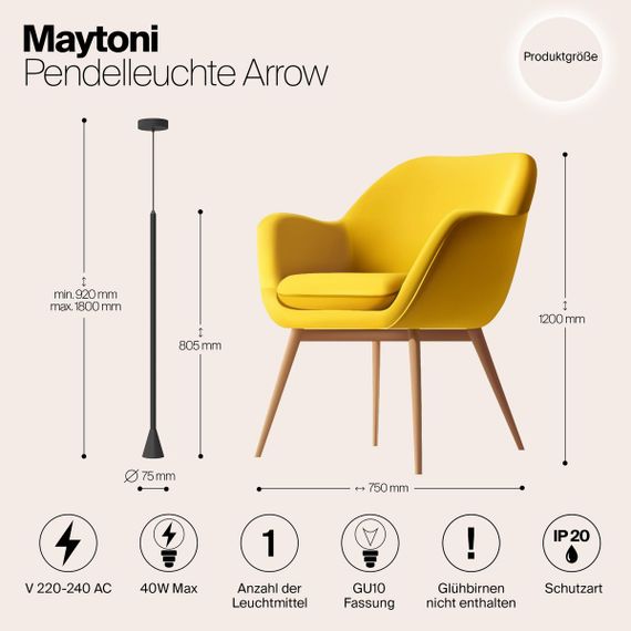 Подвесной светильник Maytoni Technical Arrow P064PL-01B