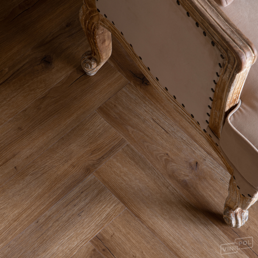 SPC ламинат елка VinilPol Herringbone 7 мм 9933 Паркет Франческо