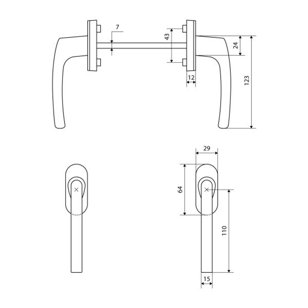 Ручка балконная FORWIN (Форвин) BHS 04 RAL 9016 белая (2 шт)
