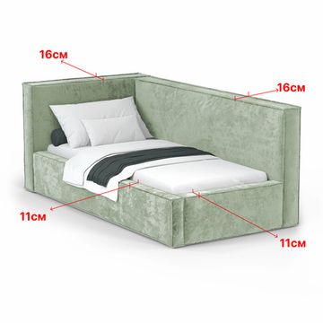 Кровать Bever ЛЕВАЯ 140 с  ортопедическим основанием без ПМ - Nebby 029