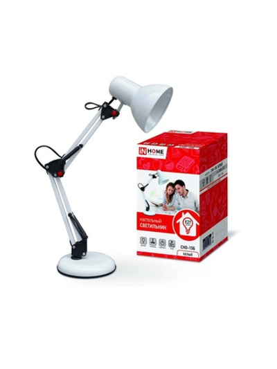 Светильник настольный СНО 15Б 60Вт E27 230В под лампу на основании бел. (кор.) IN HOME 4690612012896
