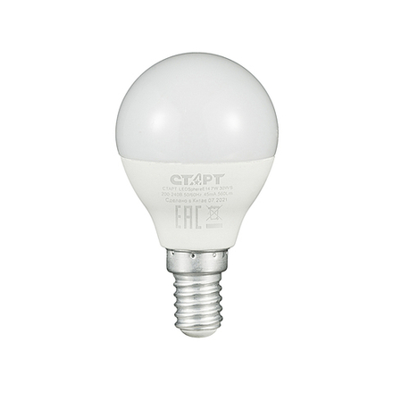 Лампа светодиодная LED Старт ECO Шар, E14, 7 Вт, 2700 K, теплый свет