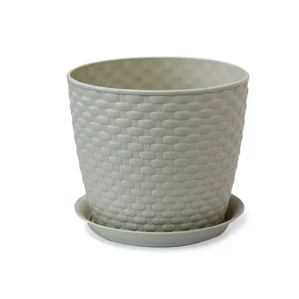 Кашпо РОТАНГ D180мм 3л с поддоном белый ротанг 0,158,18х0,18м