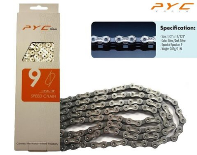 Цепь PYC (P9002) 9 скор. (116 звеньев) 1/2''x 11/128'', звено 6,5 мм, с замком, инд. упаковка (10000619)