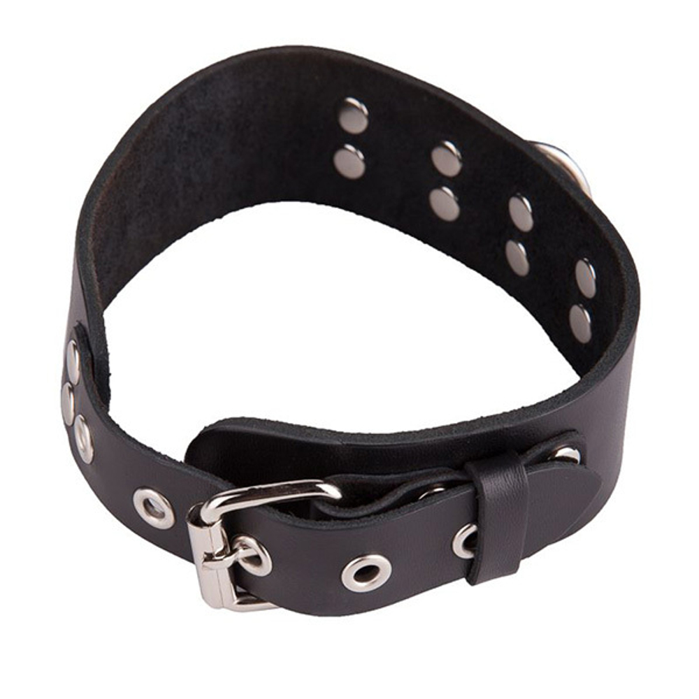 Черный кожаный ошейник 36см с кольцом и клепками Sitabella BDSM Accessories 3195-1
