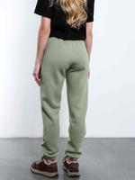 Брюки джоггеры женские олива с начесом