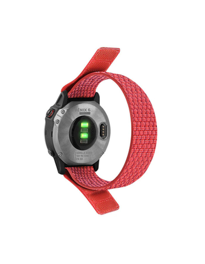 Нейлоновый ремешок NylonFit 22 мм, (длина 290 мм) для Garmin 5/5+/6/7/,Quatix 5,MARQ, Forerunner 935/945, instinct 1/2,Epix Gen 2 (Красный)
