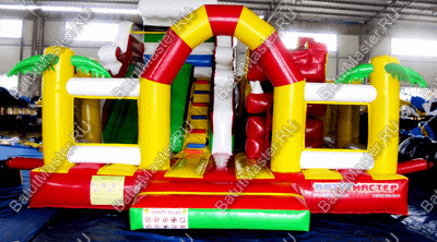 Коммерческий батут "Белый клык" с механизированной головой, цвет красно-желтый, 6*5*4 м