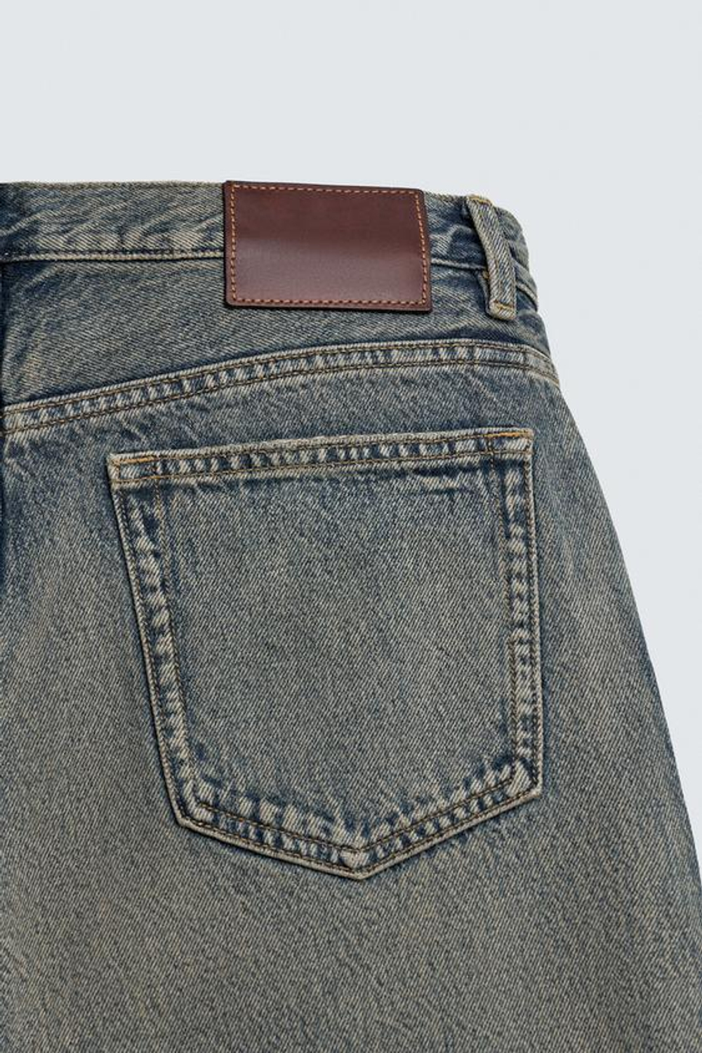 ZARA ДЖИНСЫ STRAIGHT FIT СО ШВАМИ, СИНИЙ