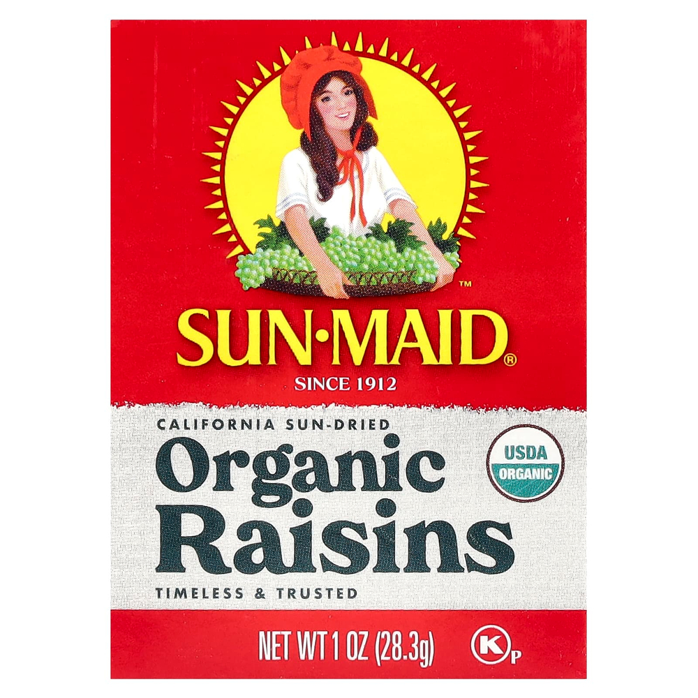 Sun-Maid, California, высушенный на солнце органический изюм, 6 упаковок по 28,3 г (1 унции)