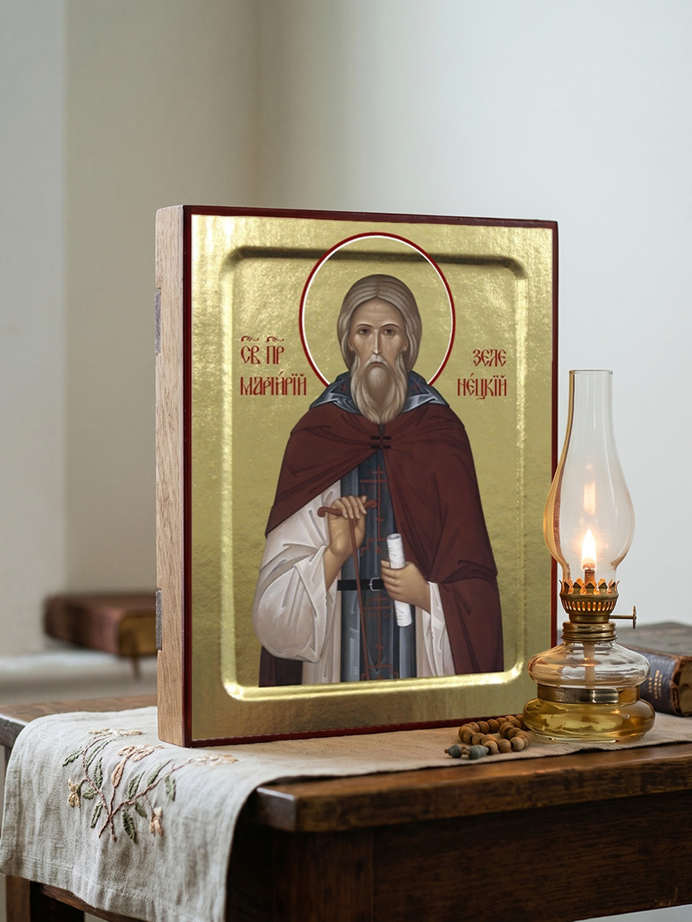 Икона Мартирия Зеленецкого, праведного на дереве: 125 х 160 (Синопсисъ)