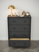 Комод, 90х30х62, Раст, для одежды и игрушек, с 4-мя ящиками, для прихожей, серый, массив дерева, IKEA