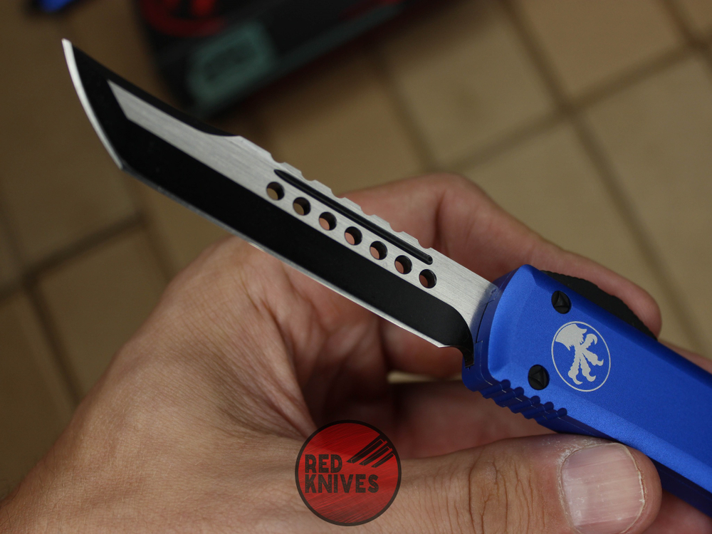Нож Microtech Ultratech Helhound H/E - синяя рукоять, черный клинок RK-375