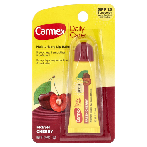 Carmex, Daily Care®, увлажняющий бальзам для губ, SPF 15, с ароматом свежей вишни, 10 г (0,35 унции)