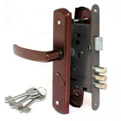 Замок Могилев врезной ЗВ 9-4-1-4.09 медь с ручками, сувальдн