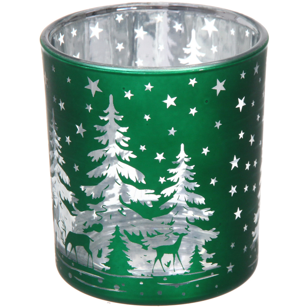 Подсвечник «Снежный лес» 7*7,8 см, Изумруд