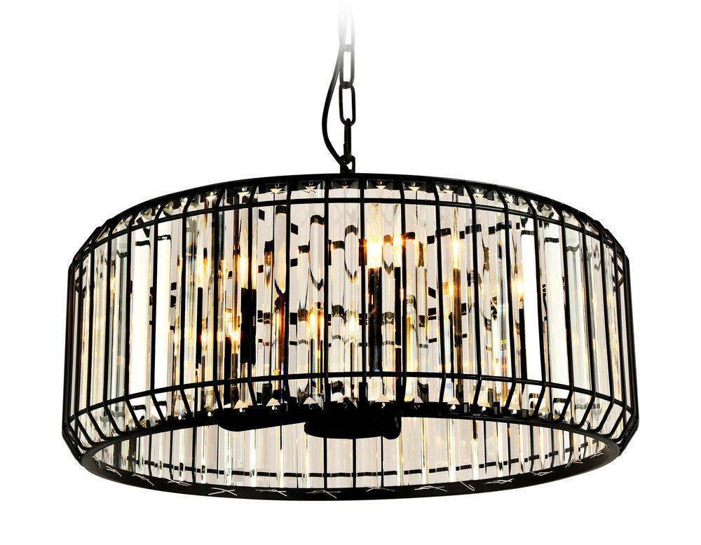 Подвесная люстра с хрусталем TR5815 BK/CL черный/прозрачный E14/5 max 40W D500*650