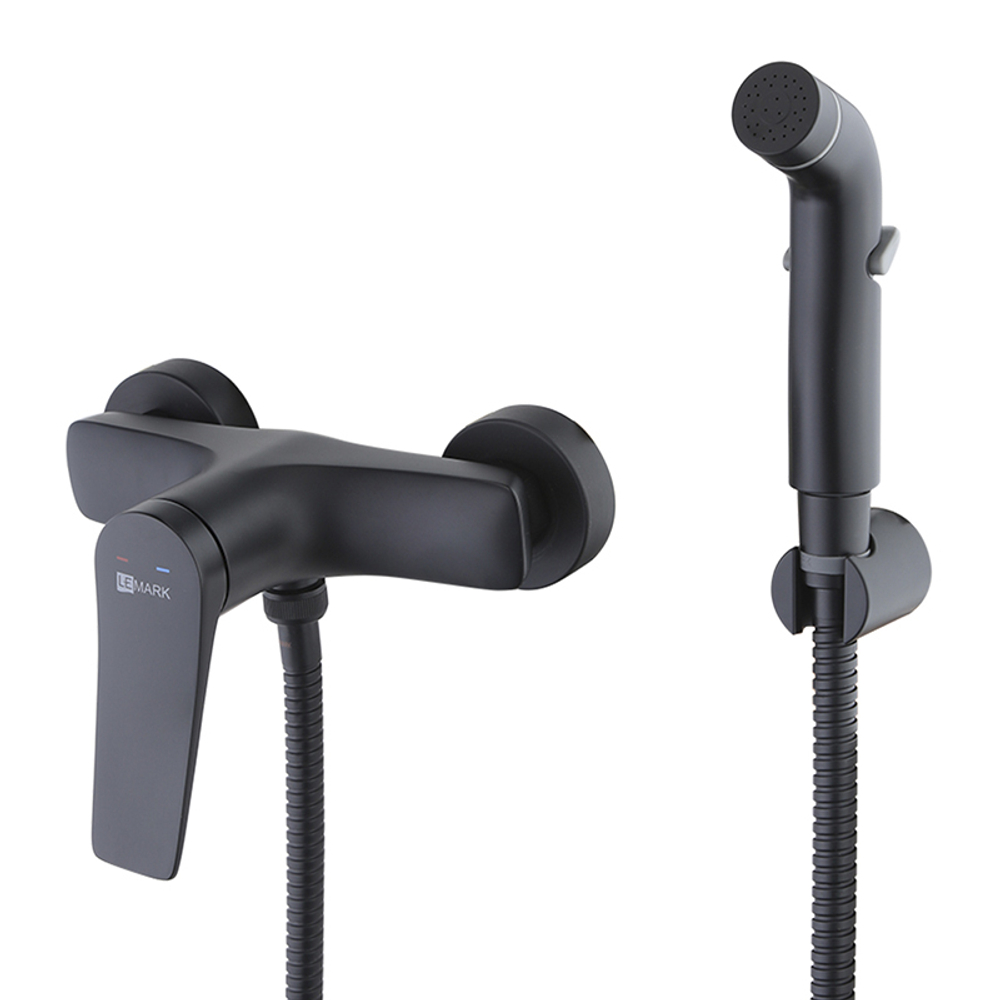 смеситель биде LEMARK Bronx настен., с гигиеническим душем, черный LM3718BL