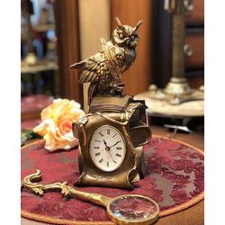 Часы настольные Ученый филин Бронза