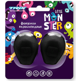 Фонари TRIX Little Monster детские, комплект передний задний, 2 диода, 3 режима, силикон, черные (20/100)