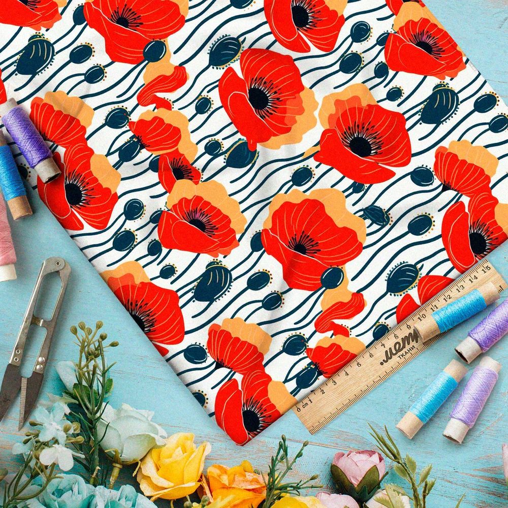 Ткань премиум мембрана маковое иллюзорное поле