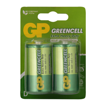 Элемент питания GP GreenCell Heavy Duty R20 BL2 13G-2CR2 (1/10/120)