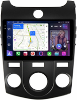 Магнитола для KIA Cerato 2 2008-2013 (кондиционер, рамка черная) - FarCar BM038M монитор 9.5" QLED на Android 14, TS10, 4+32Гб, CarPlay, 4G SIM-слот