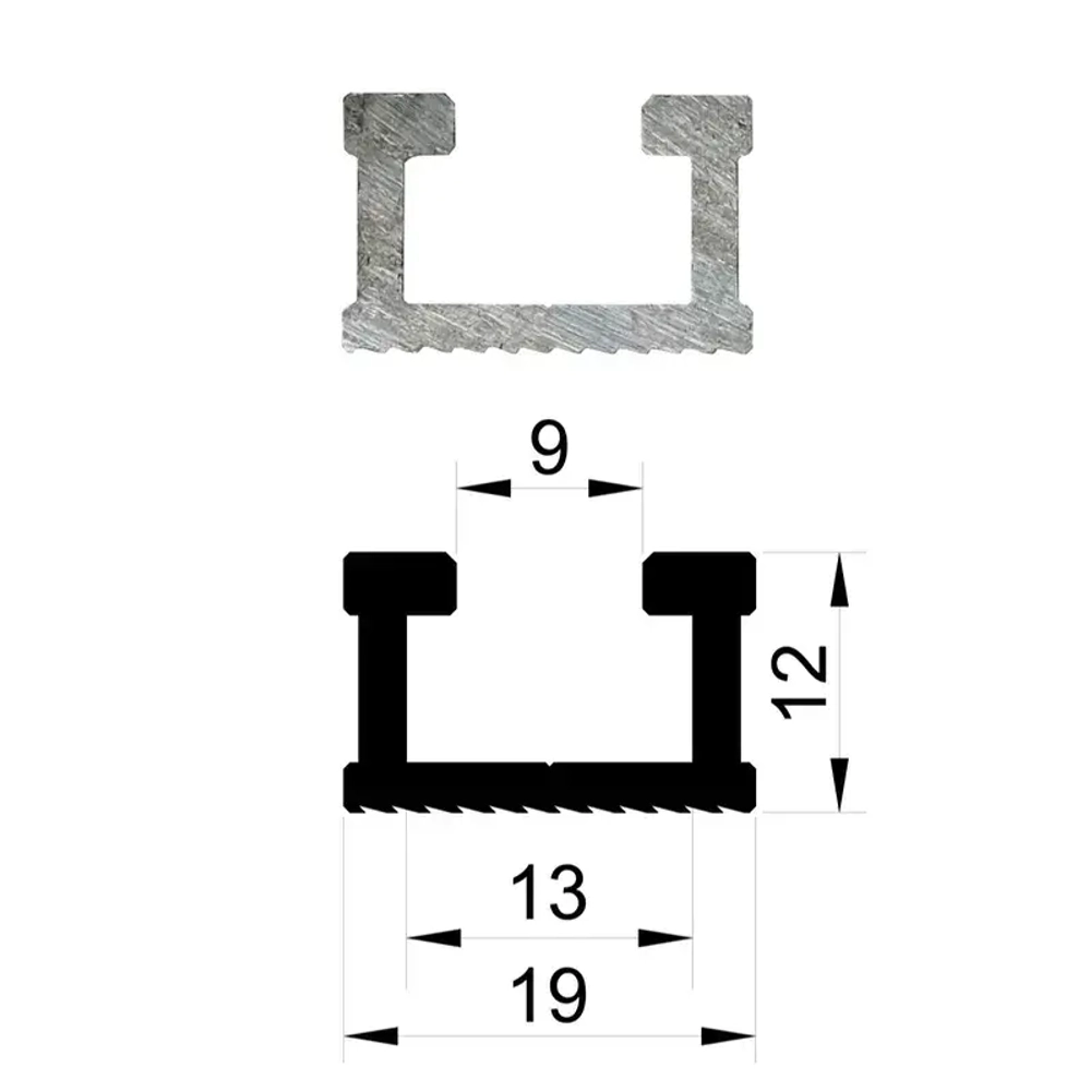 Профиль алюминиевый 19х12 длина 1,2 м Woodwork TR19.120