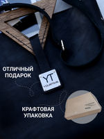 Сумка черная тоут из натуральной итальянской кожи