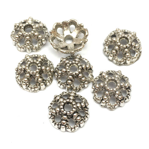 Шапочки для бусин 10х4 мм (10 шт), под серебро