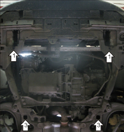 Защита картера Двигателя, КПП. 2 мм, Сталь. для Citroen C5 2008-2010 MOTODOR.00411