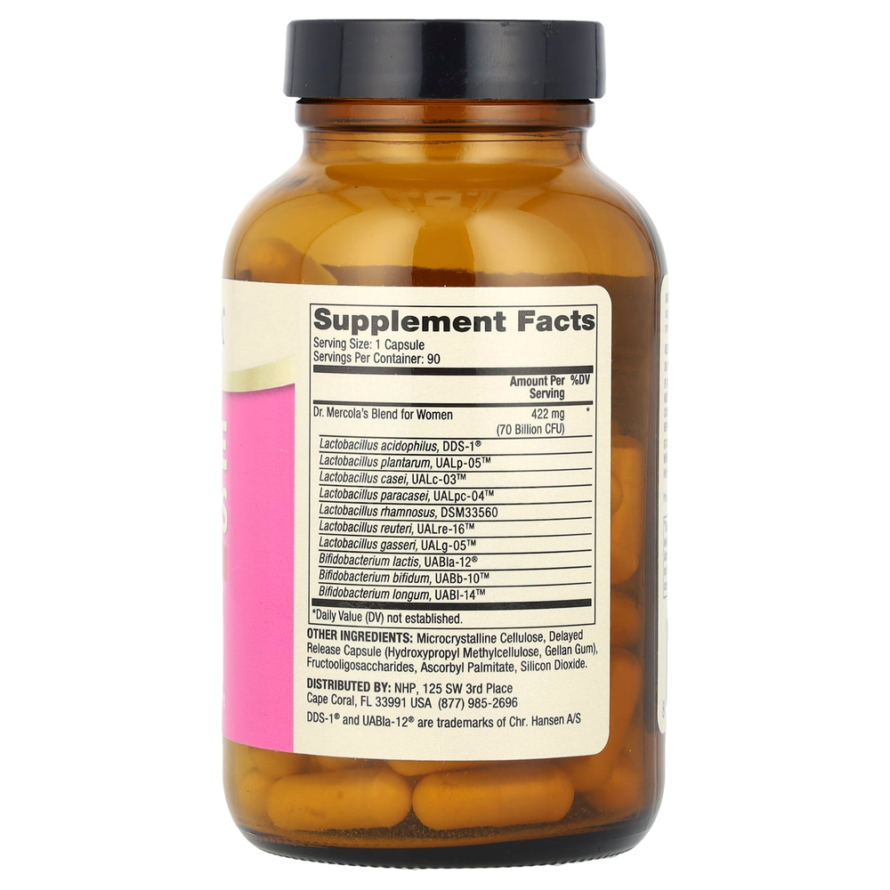 Dr. Mercola, Полные пробиотики для женщин, 70 млрд КОЕ, 90 капсул