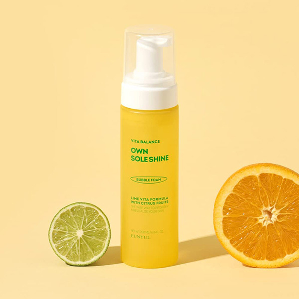 Очищающая пенка для умывания с экстрактом Лайма и Витаминами Eunyul Vita Balance Own Sole Shine Bubble Foam 200мл