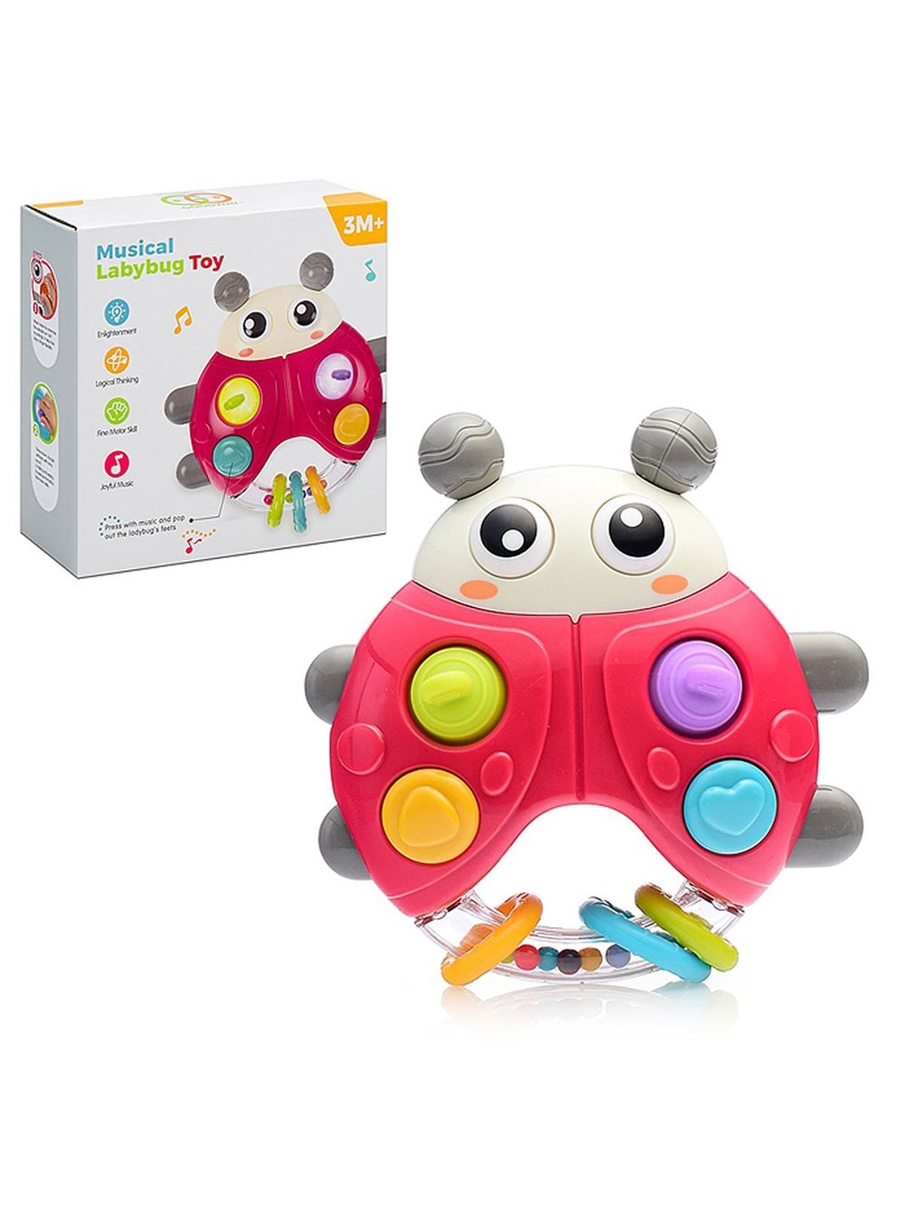 Игрушка развивающая-погремушка Божья коровка (G310)
