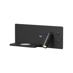 Светильник настенный CHARGELUX, с функцией беспроводной зарядки, USB-A , 3Вт+8Вт, 3000К, левый, алюминий, черный