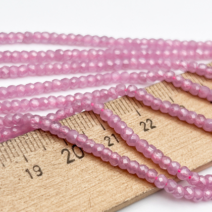 Фианит Рондель бусины (кубический цирконий), цвет розовый, размер около 2*3 мм, цена за нить 38 см