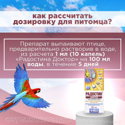 АВЗ Радостин Доктор для голубей, декоративных и певчих птиц, раствор для орального применения, 20 мл. Витамин А.