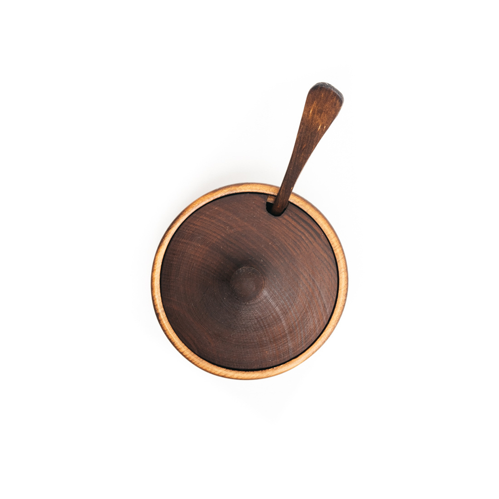 Деревянная сахарница с ложкой из древесины сибирского кедра