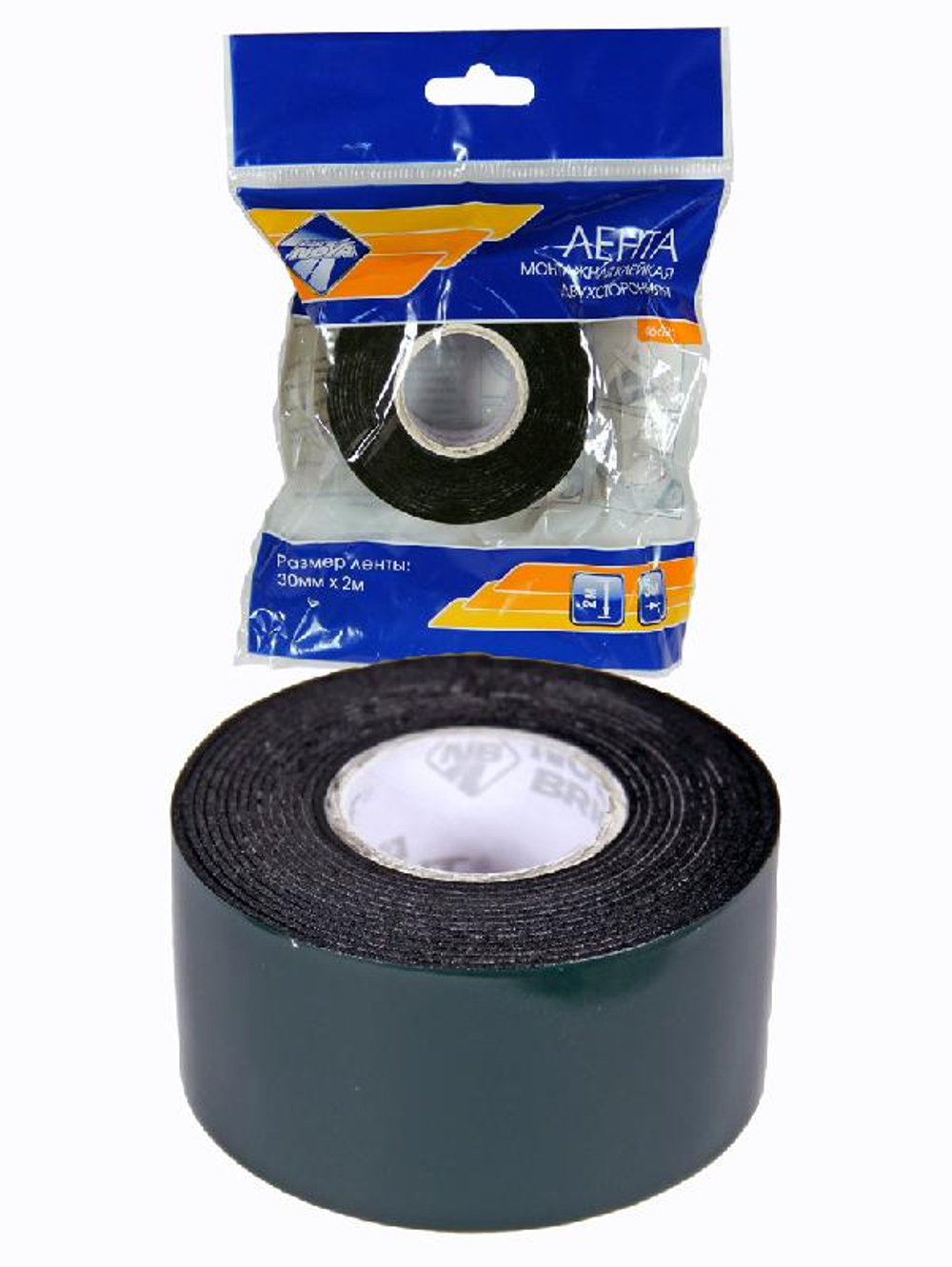 Скотч 2-х сторонний  30мм х 2м зеленый Nova Bright 46671