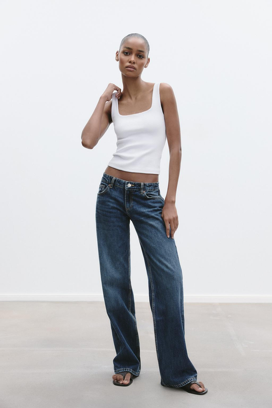 ZARA ТОП С ШИРОКИМИ БРЕТЕЛЯМИ, БЕЛЫЙ